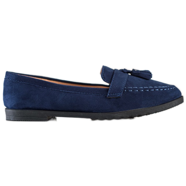 SHELOVET Mocasines casuales con flecos azul marino azul