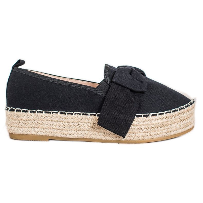 SHELOVET Alpargatas Negras Con Lazo negro SHELOVET Alpargatas Negras Con Lazo negro