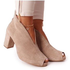 Exquisite Botines de ante en poste con un corte exquisito 1243 beige Exquisite Botines de ante en poste con un corte exquisito 1243 beige