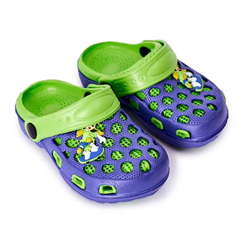 Pantuflas Niños Espuma Crocs Azul Marino-Verde Jupiter