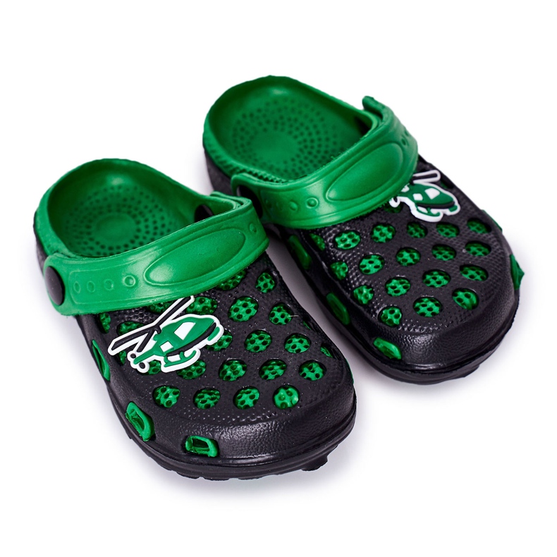Pantuflas Niños Espuma Kroks Negro y Verde Júpiter Pantuflas Niños Espuma Kroks Negro y Verde Júpiter