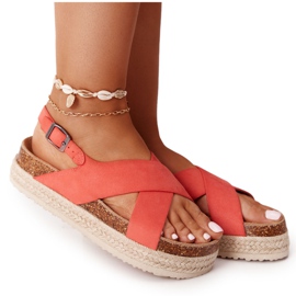 Sandalias En La Plataforma De Corcho Big Star FF274A129 Koral beige rojo
