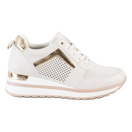 SHELOVET Zapatillas elegantes con purpurina beige