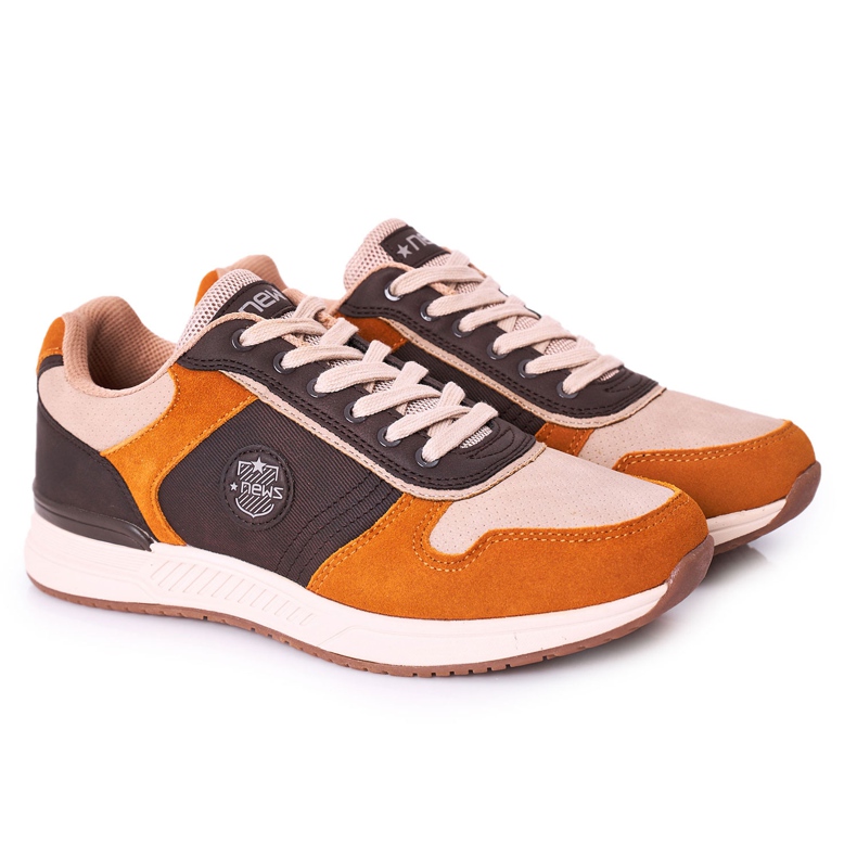 NEWS Calzado deportivo Hombre Sneakers Amarillo-Marrón Harold multicolor