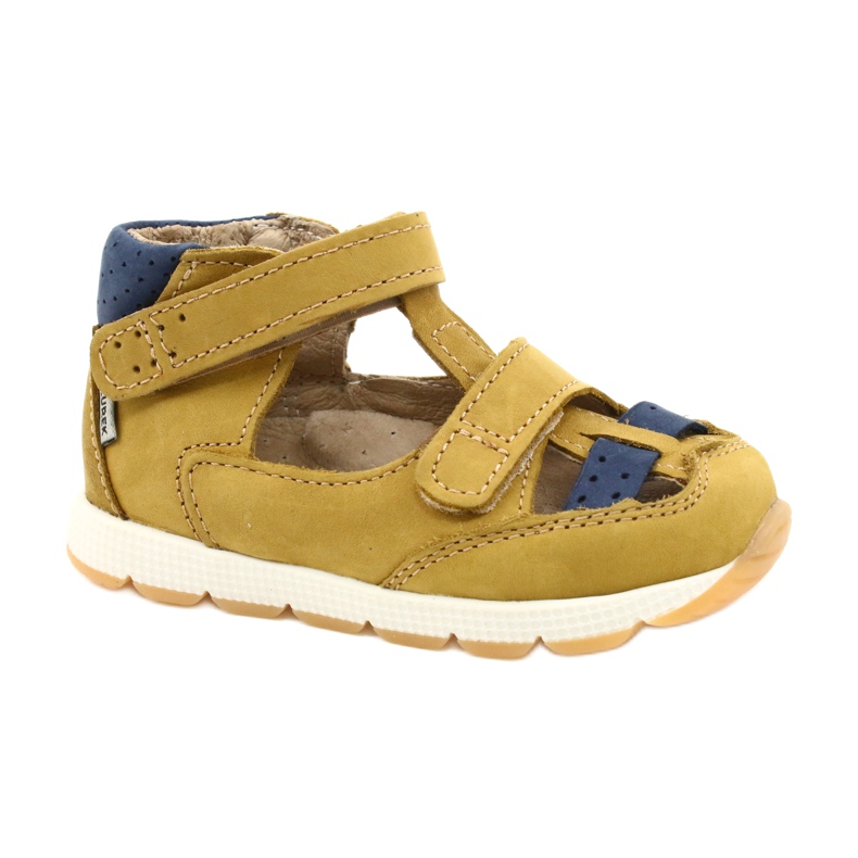 Sandalias de cuero para niños para velcro mazurek 1187 C. jółty amarillo