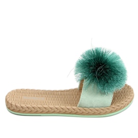 Pantuflas menta con pompón S-410 Verde