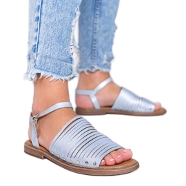 Sandalias marrón sol brillante azul rosado