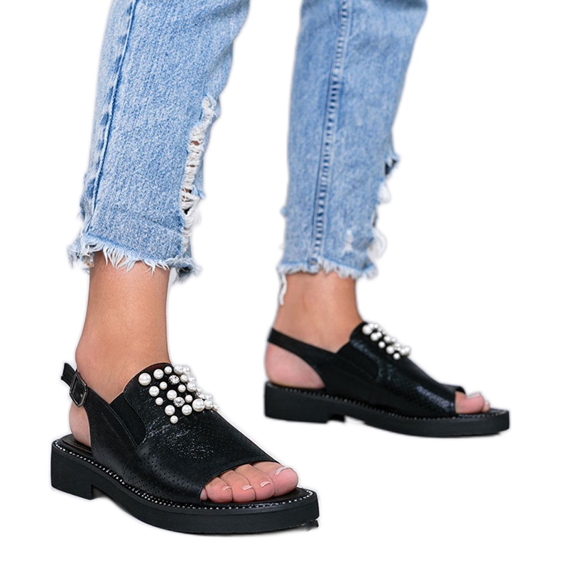 Sandalias negras con perlas Like A Woman negro Sandalias negras con perlas Like A Woman negro