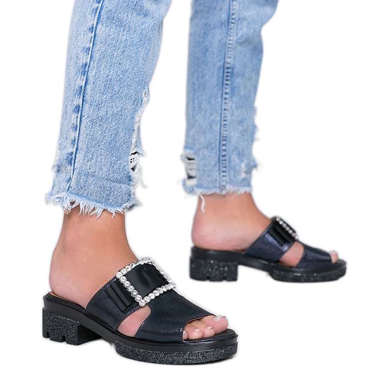 Chanclas azules brillantes con hebilla Lizzy