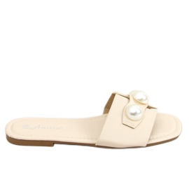 Pantuflas con perlas N-91 Beige