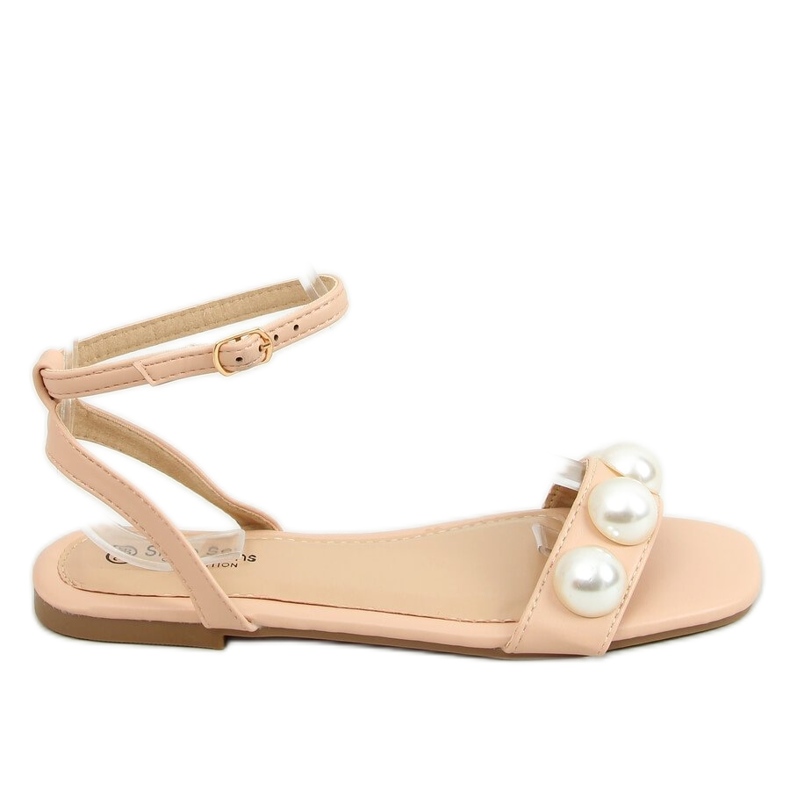Sandalias de mujer beige con perlas H19 Beige