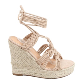 Alpargatas en cuña trenzada boho beige M319P Nude
