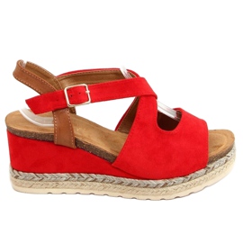 Rojo YL90 Alpargatas rojas con cuñas