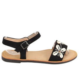 Negro M78 Sandalias negras con conchas