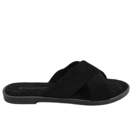 Black Pantuflas cruzadas de mujer 5143 Black negro