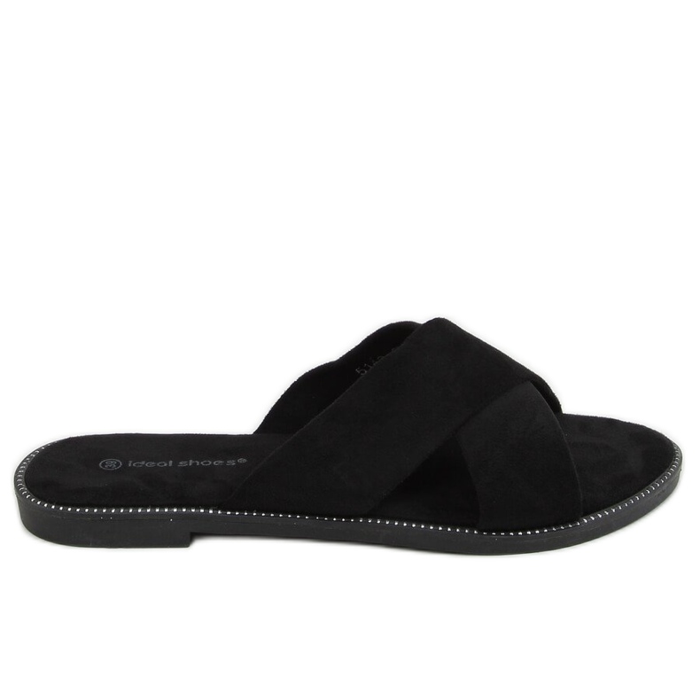 Black Pantuflas cruzadas de mujer 5143 Black negro