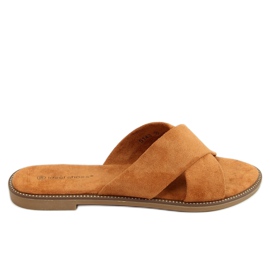 Pantuflas cruzadas de mujer Camel 5143 Camel marrón