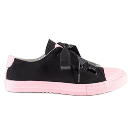 SHELOVET Zapatillas de deporte atadas con estilo negro