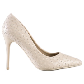 Goodin Bombas de moda en un alfiler beige Goodin Bombas de moda en un alfiler beige