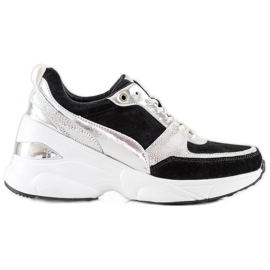 Filippo Zapatillas de cuero con cuña negro