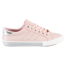 SHELOVET Zapatillas bajas con cuero ecológico rosado