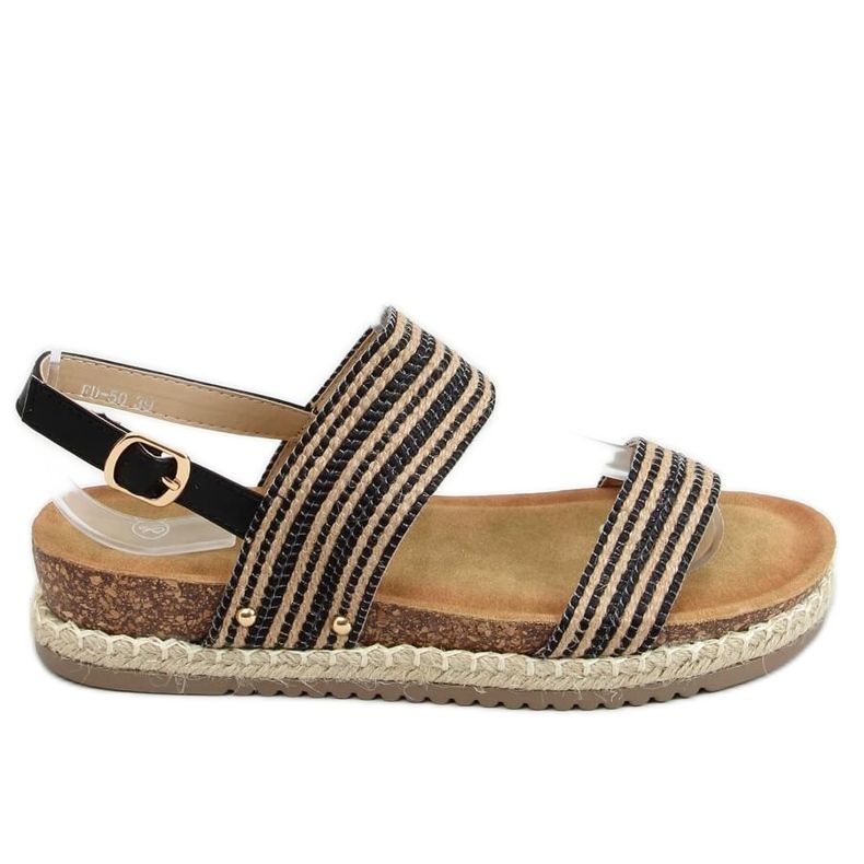 Sandalias alpargatas negras FD-50 Black beige negro