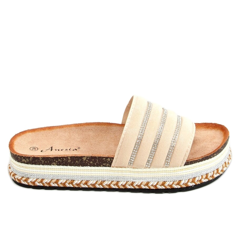 Zapatillas en la suela decorada N-96 Beige
