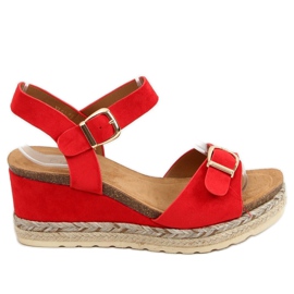 Rojo YL93 Alpargatas rojas con cuñas