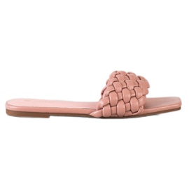 Goodin Pantuflas de Eco Piel Trenzada rosa