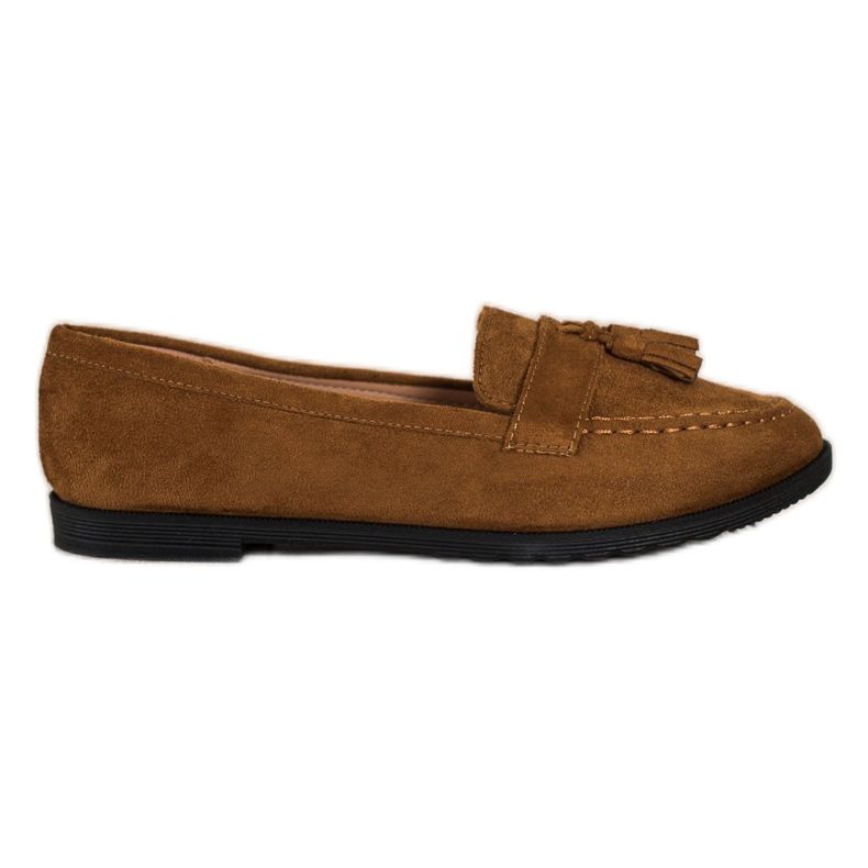 SHELOVET Mocasines casuales con flecos marrón