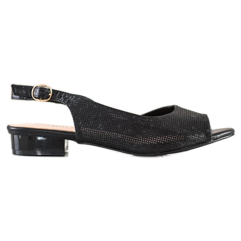 Sabatina Sandalias caladas en tacones bajos negro