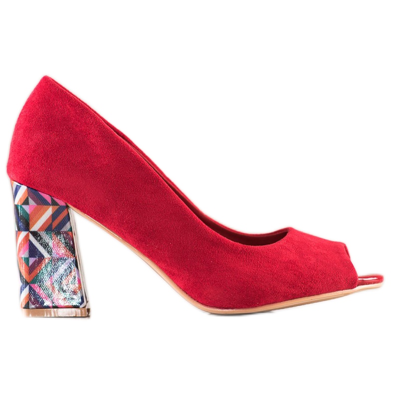 Sabatina Zapatos de salón con punta abierta y tacón decorativo rojo