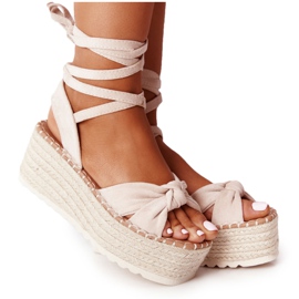 PS1 Sandalias Atadas Sobre Plataforma Trenzada Beige La Palma PS1 Sandalias Atadas Sobre Plataforma Trenzada Beige La Palma