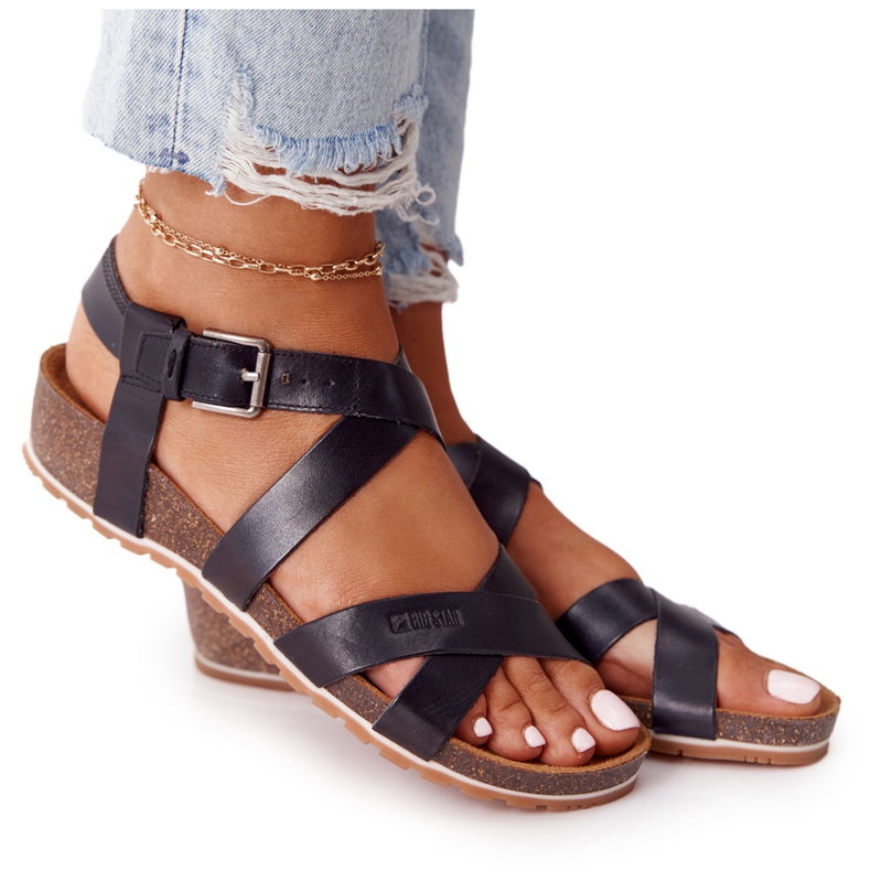 Sandalias negras en la suela de corcho Big Star DD274A009 negro
