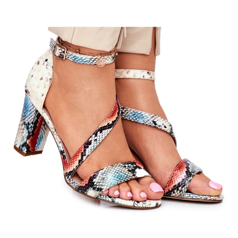 Sandalias de Mujer en Tacón Alto Sergio Leone Red Snake SK870 beige multicolor Sandalias de Mujer en Tacón Alto Sergio Leone Red Snake SK870 beige multicolor