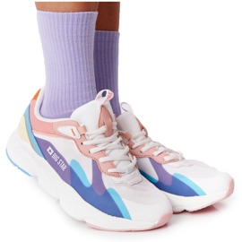 Zapatos Deportivos de Mujer Memory Foam Big Star HH274809 Blanco-Rosa púrpura azul amarillo