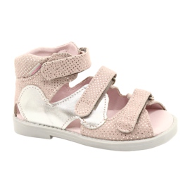 Mazurek Sandalias de cuero para niñas High Preventive 291 Pink-Silver rosa