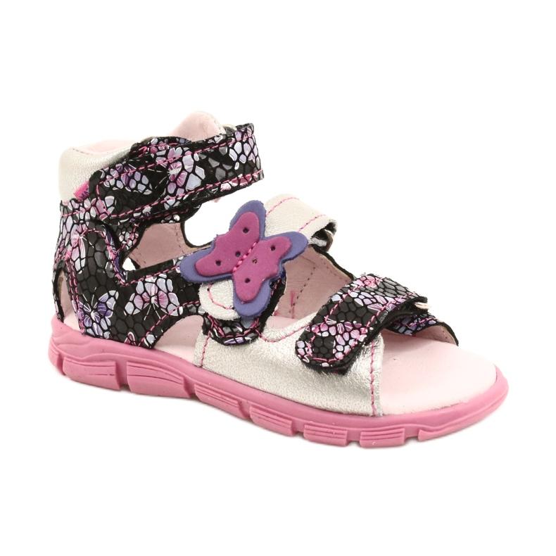 Mazurek Sandalias de cuero para niñas High Preventive 291 con mariposa plata
