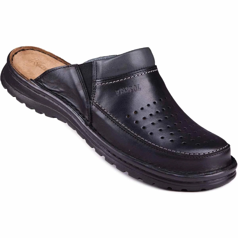 Zapatilla piel hombre 219 Kampol negro