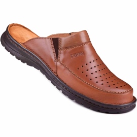 Zapatilla piel hombre 219 Kampol marrón