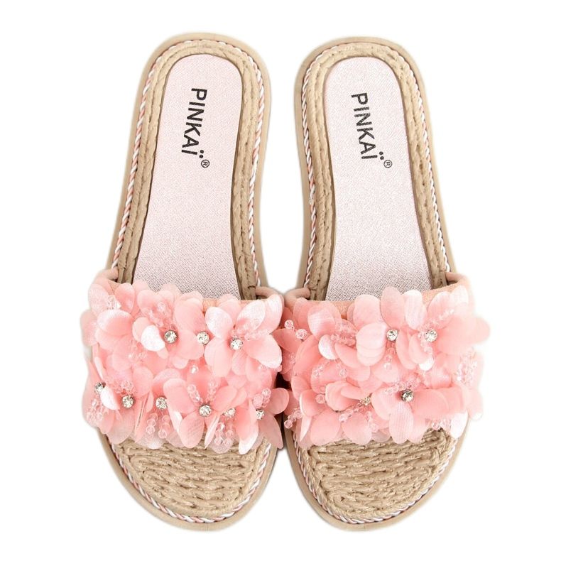Pantuflas con flores rosas LS003 Pink rosado