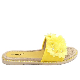 Amarillo LS003 Pantuflas flores amarillas