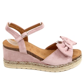 Alpargatas en cuña con lazo rosa YL92 Rosa