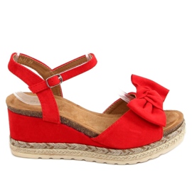 Alpargatas en cuña con lazo, rojo YL92 Rojo