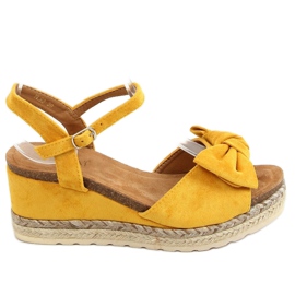 Alpargatas con cuña con lazo en miel YL92 Yellow amarillo
