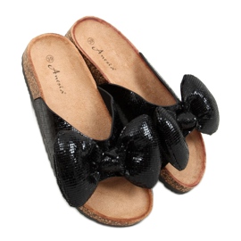 Pantuflas Mickey negras con lazo N-79 Negro
