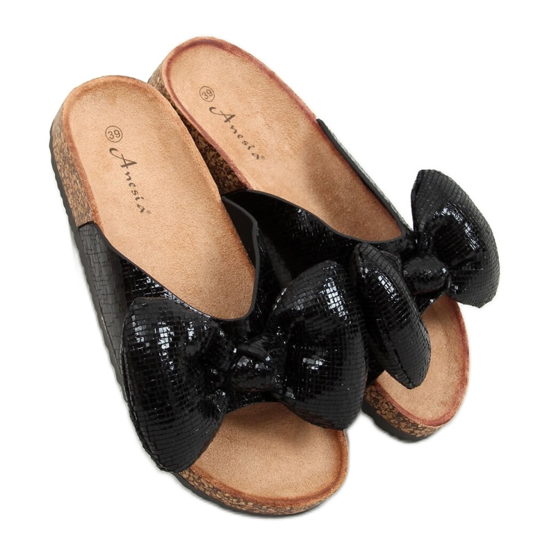 Pantuflas Mickey negras con lazo N-79 Negro