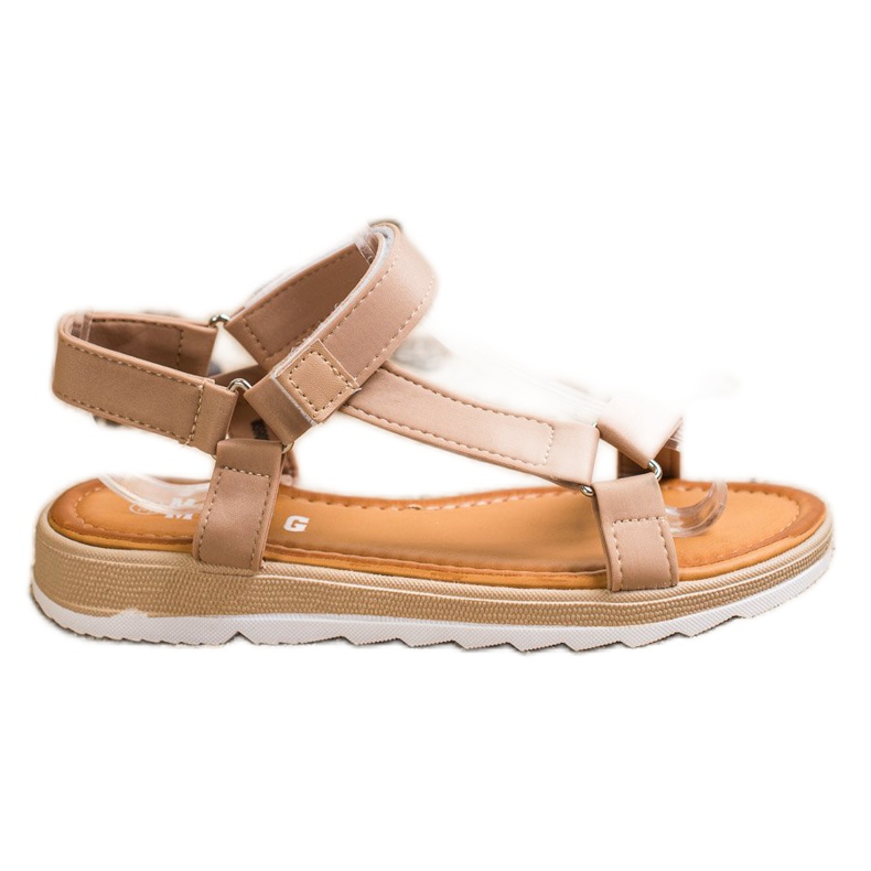 SHELOVET Sandalias de moda con velcro beige