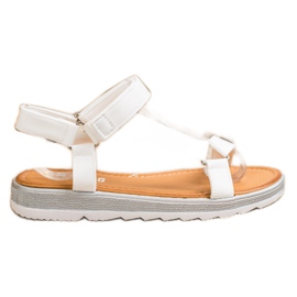 SHELOVET Sandalias de moda con velcro blanco
