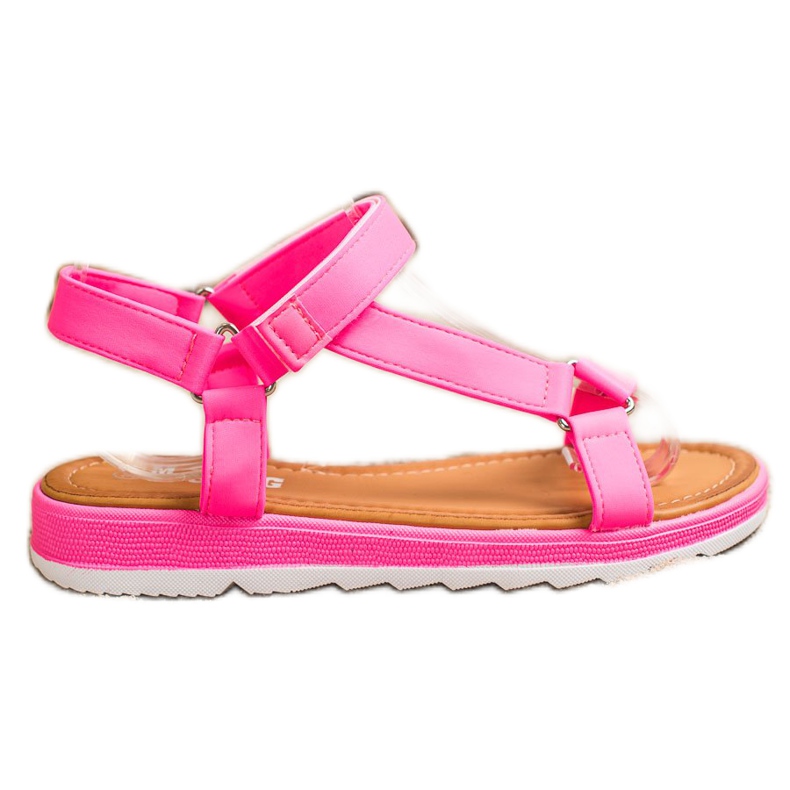 SHELOVET Sandalias de moda con velcro rosado